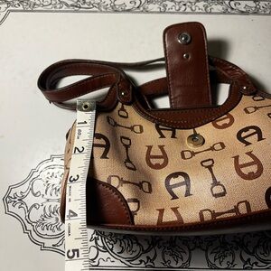 Brown and Tan Designer Women's Bag Etienne Aigner Signature Print Purse